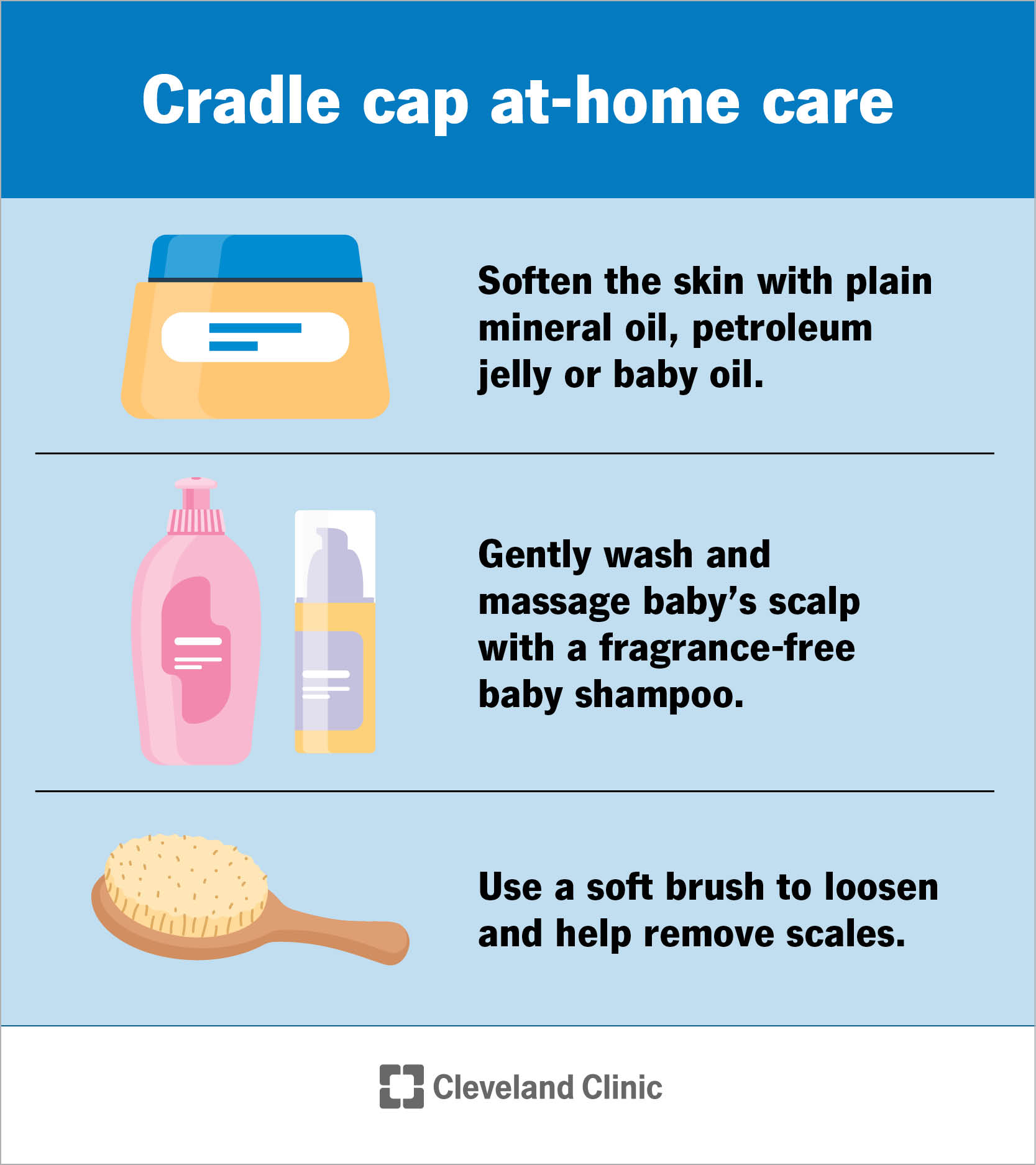 Consigli per prendersi cura della crosta lattea del tuo bambino a casa.