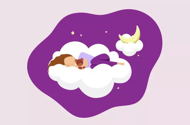 Illustrazione di una persona che dorme su una nuvola.